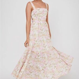 Selfie Leslie Pink and Green Sleeveless Square Neck Sundress